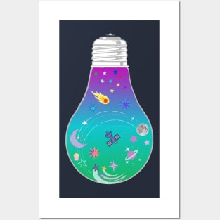 Meteor cupcake moon light bulb - Kawaii Posters and Art